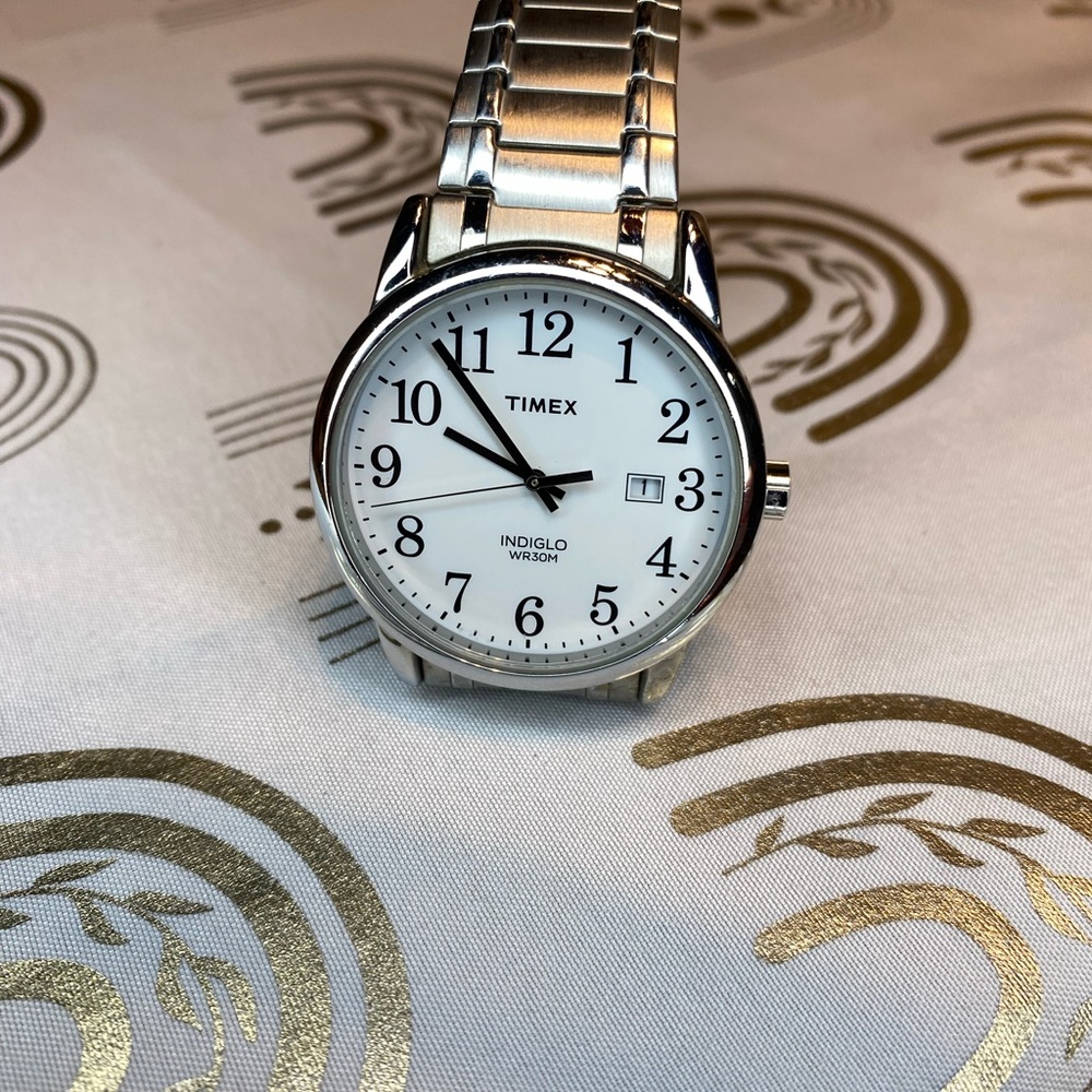 Timex Silver and White Men's Watch Easy Reader